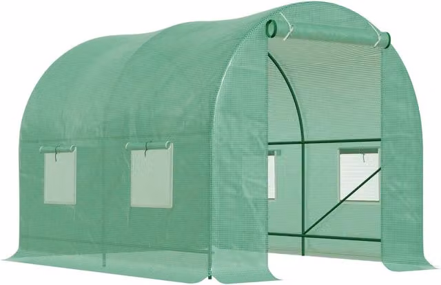 Serra da Giardino Tunnel Xylo Verde con Copertura PE 140 g/m2 per Piante e Orto, L/P/H: 2,5 x 2 x 2 m
