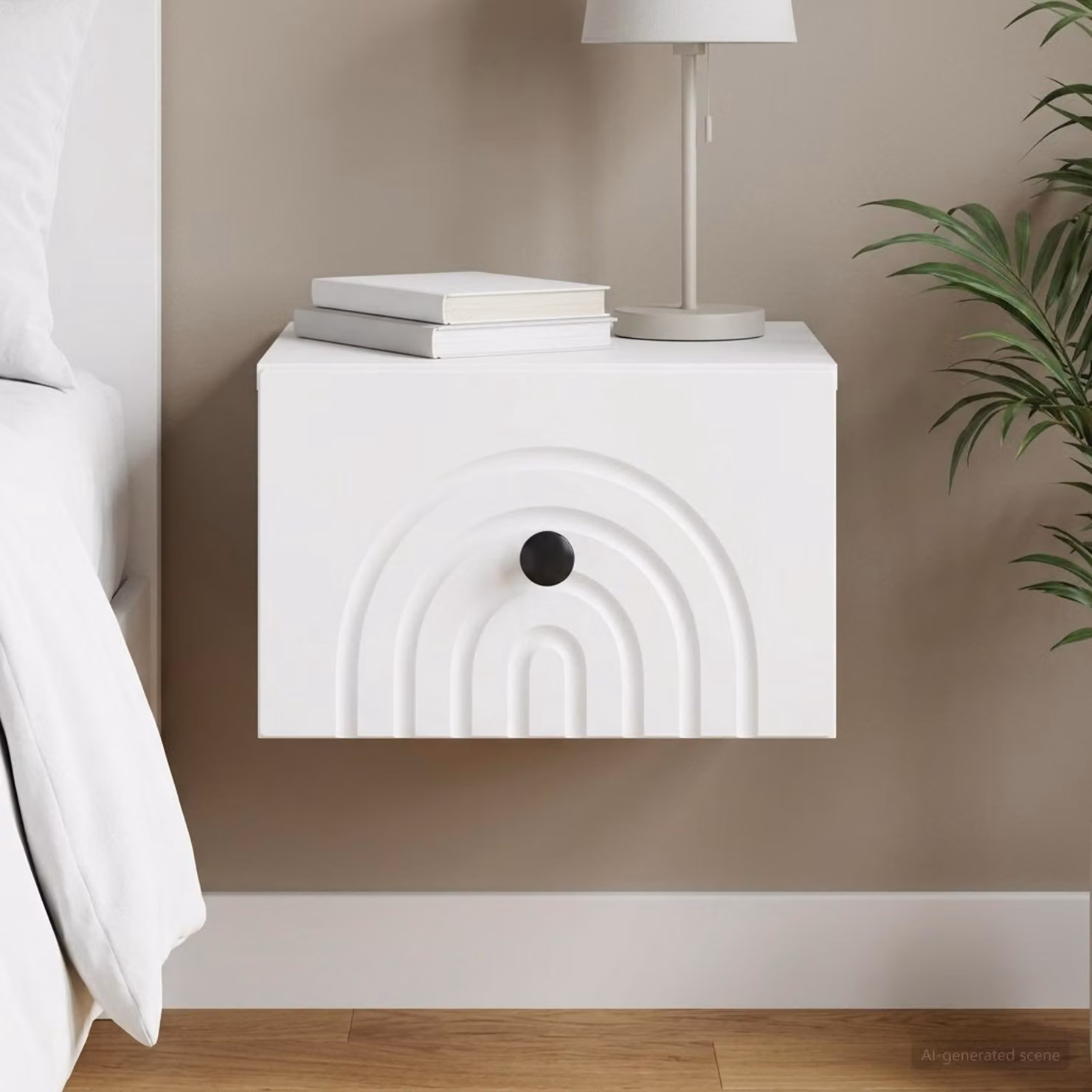 vidaXL Mobiletto da notte sospeso con cassetto Bianco L: 33 cm, P: 34,5 cm, H: 20 cm