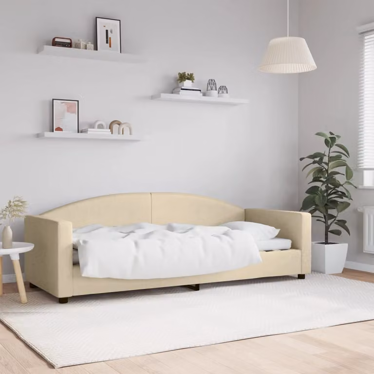 Letto da giorno vidaXL in tessuto beige L 80 cm x P 200 cm