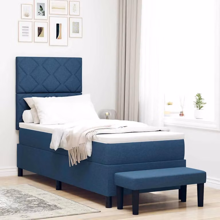 Letto ibrido con testiera vidaXL in tessuto blu L: 200 cm, P: 80 cm, H: 128 cm