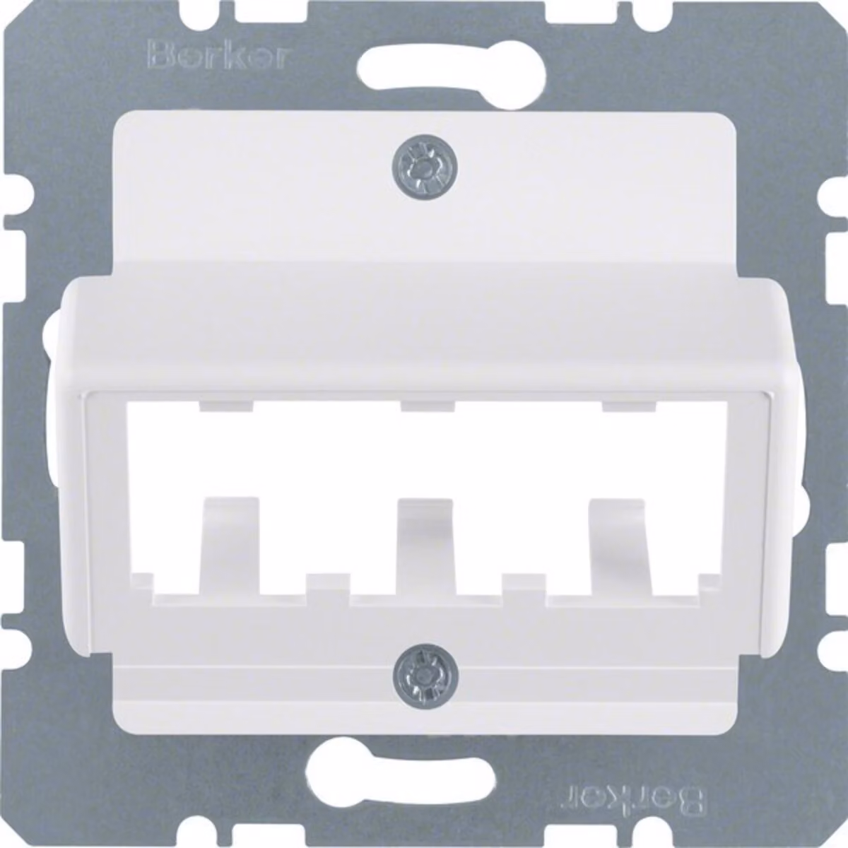 Berker 14271909 Piastra centrale per 3 moduli MINI-COM, bianco polare, opaco/vellutato Sistema di piastre centrali
