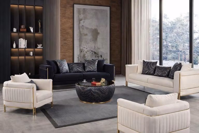 Exklusive Helle Couchgarnitur Edles Wohnzimmer-Set Polstersofas 4tlg