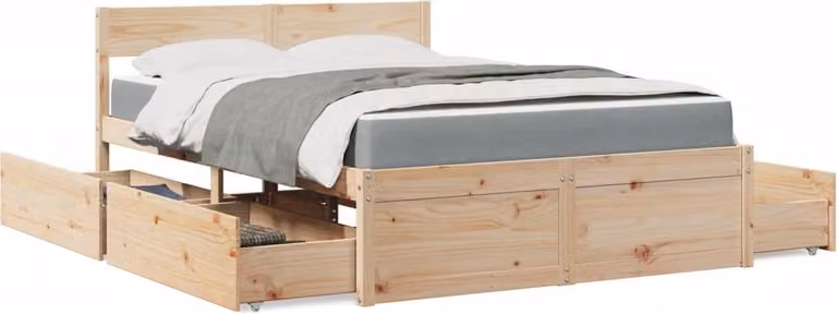 Maison Exclusive - Letto con Cassetti e Materasso 120x190 cm Legno Massello Pino