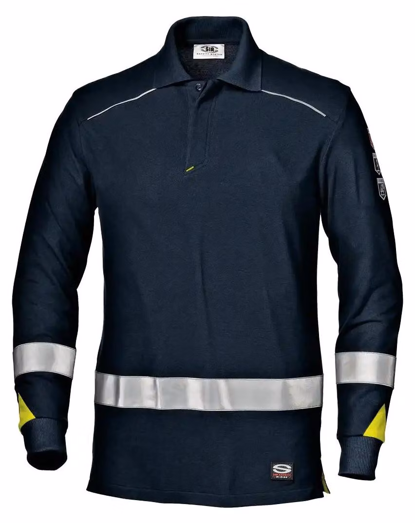 Polo a maniche lunghe Sir Safety, alta visibilità, ignifuga, antistatica, blu scuro, XXL, blu scuro