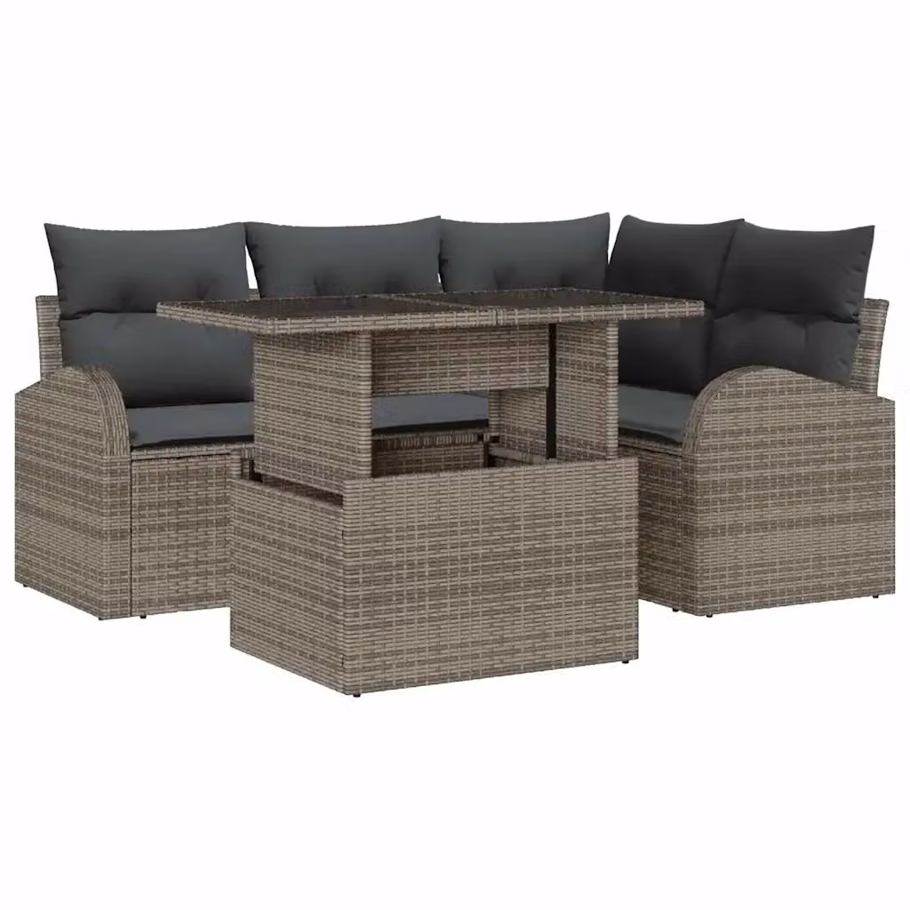 Set Divano da Giardino vidaXL 5 Pezzi a Forma di L con Cuscini Grigio – 2