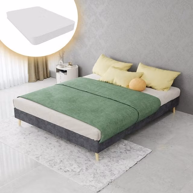 Letto imbottito con materasso ¨C Minimal ¨C Grigio velluto 140x200 cm