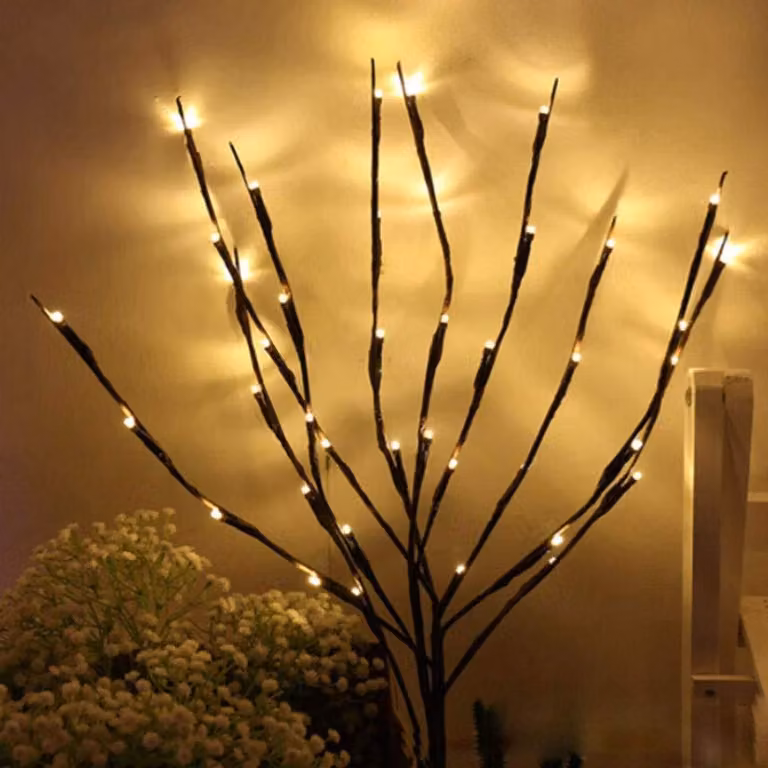 Lampada a LED da soffitto, alimentata a batteria, realizzata con rami naturali modellati, colorata, 13,38 cm
