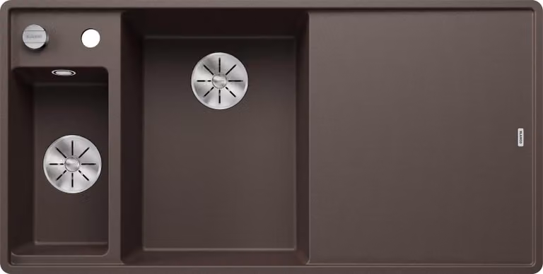 BLANCO AXIA III 6 S-F, SILGRANIT® PuraDur®, caffè, lavabo a sinistra, con tagliere in vetro