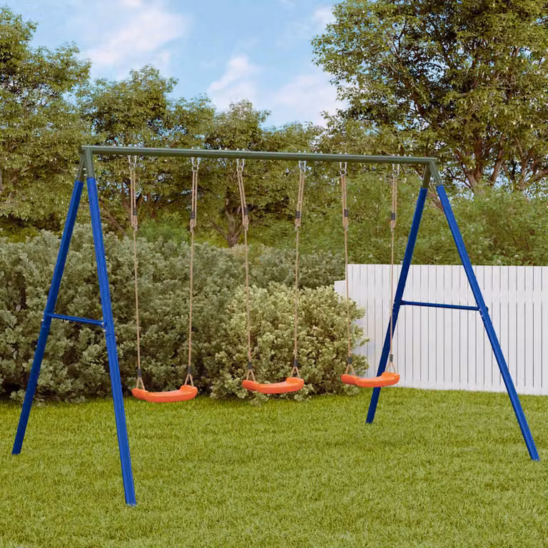 Set di 3 altalene da esterno vidaXL multicolore con struttura regolabile in metallo e plastica