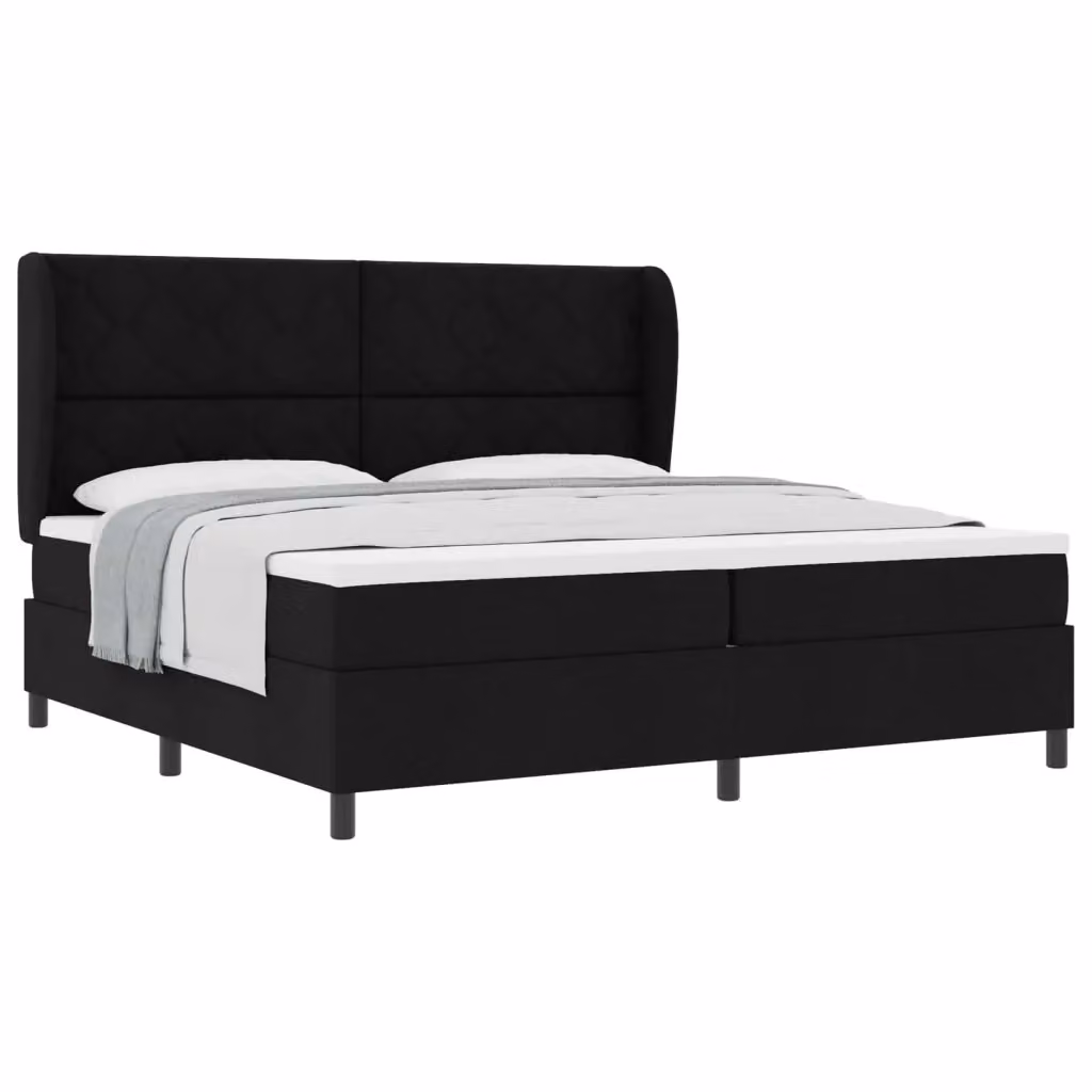 Letto a molle moderno vidaXL con testiera in tessuto nero L/P/H: 200 x 200 x 128 cm – 2