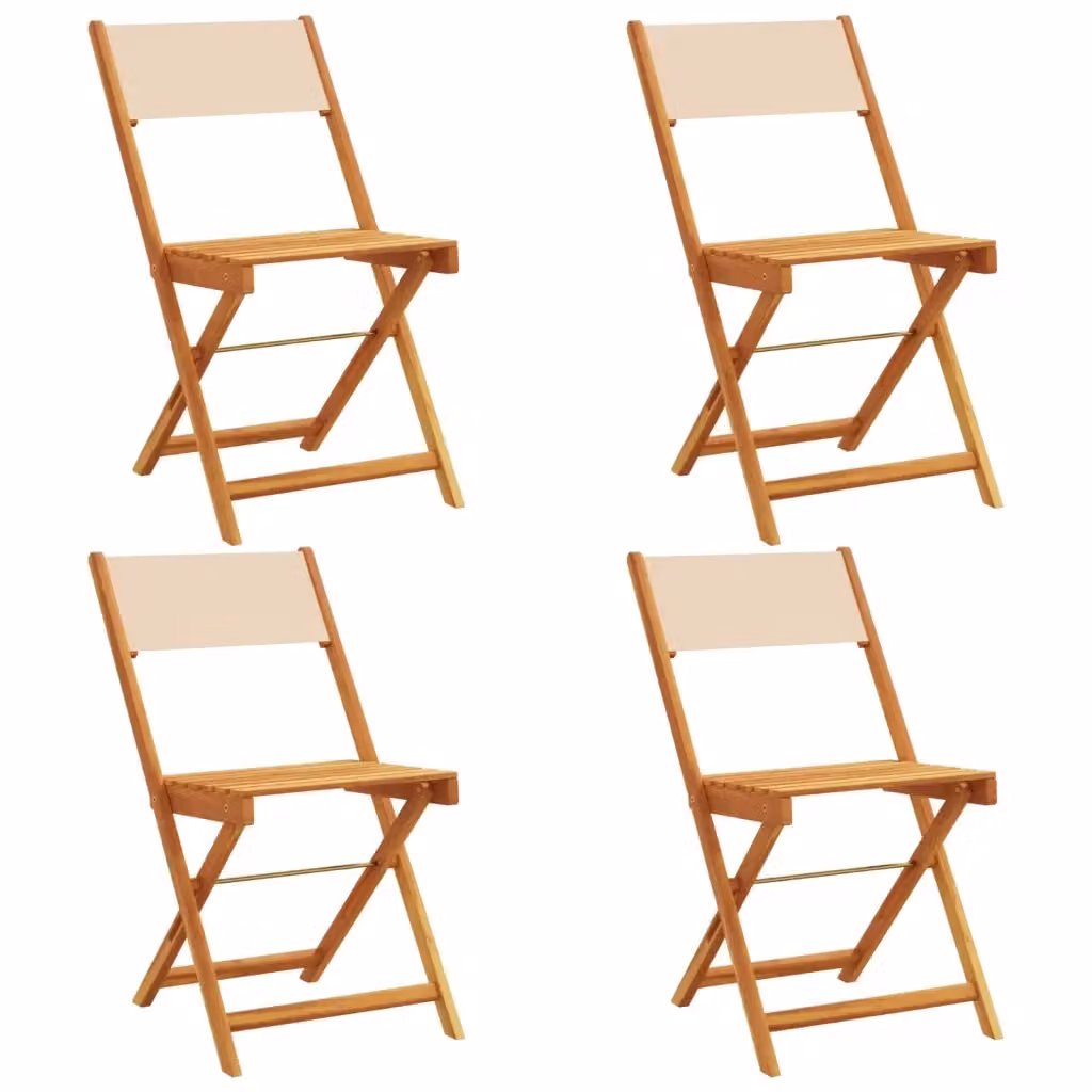 Set di 4 sedie pieghevoli vidaXL in legno di acacia oliato e tessuto beige resistente ai raggi UV con braccioli – 2