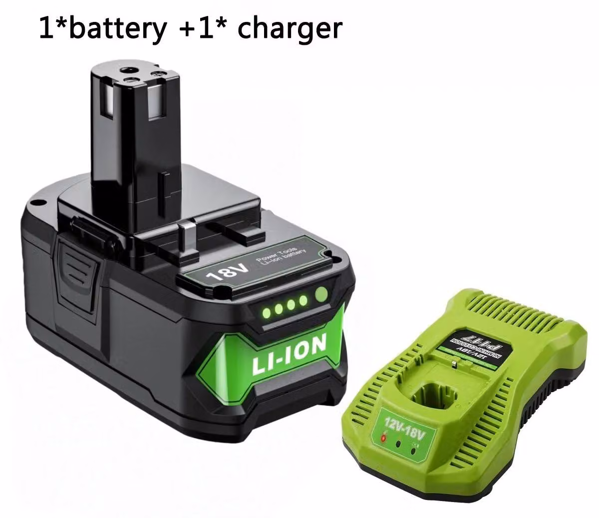 Batteria da 18V e caricabatterie - Batteria di ricambio per utensili elettrici - 6,0Ah, 6000mAh, agli ioni di litio - 1 set comprensivo di caricabatterie - Compatibile con i modelli P102–P109