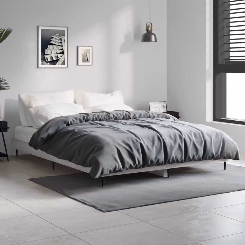 Giroletto vidaXL in legno multistrato e metallo, Grigio Sonoma, L 140 cm x P 190 cm