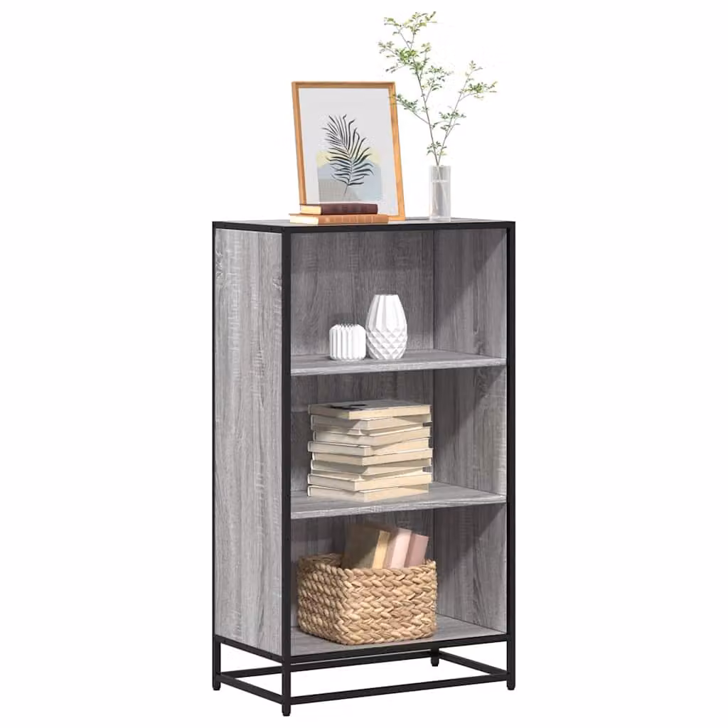 Libreria Industrial vidaXL in Legno e Metallo Grigio L: 60 cm, P: 35 cm, H: 107,5 cm