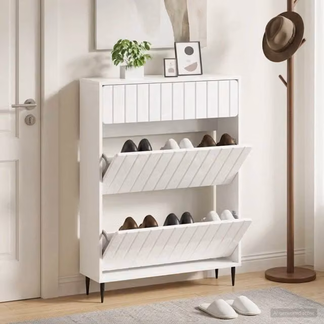 Mobile per scarpe moderno vidaXL bianco lucido L/P/H: 78 x 24 x 103 cm