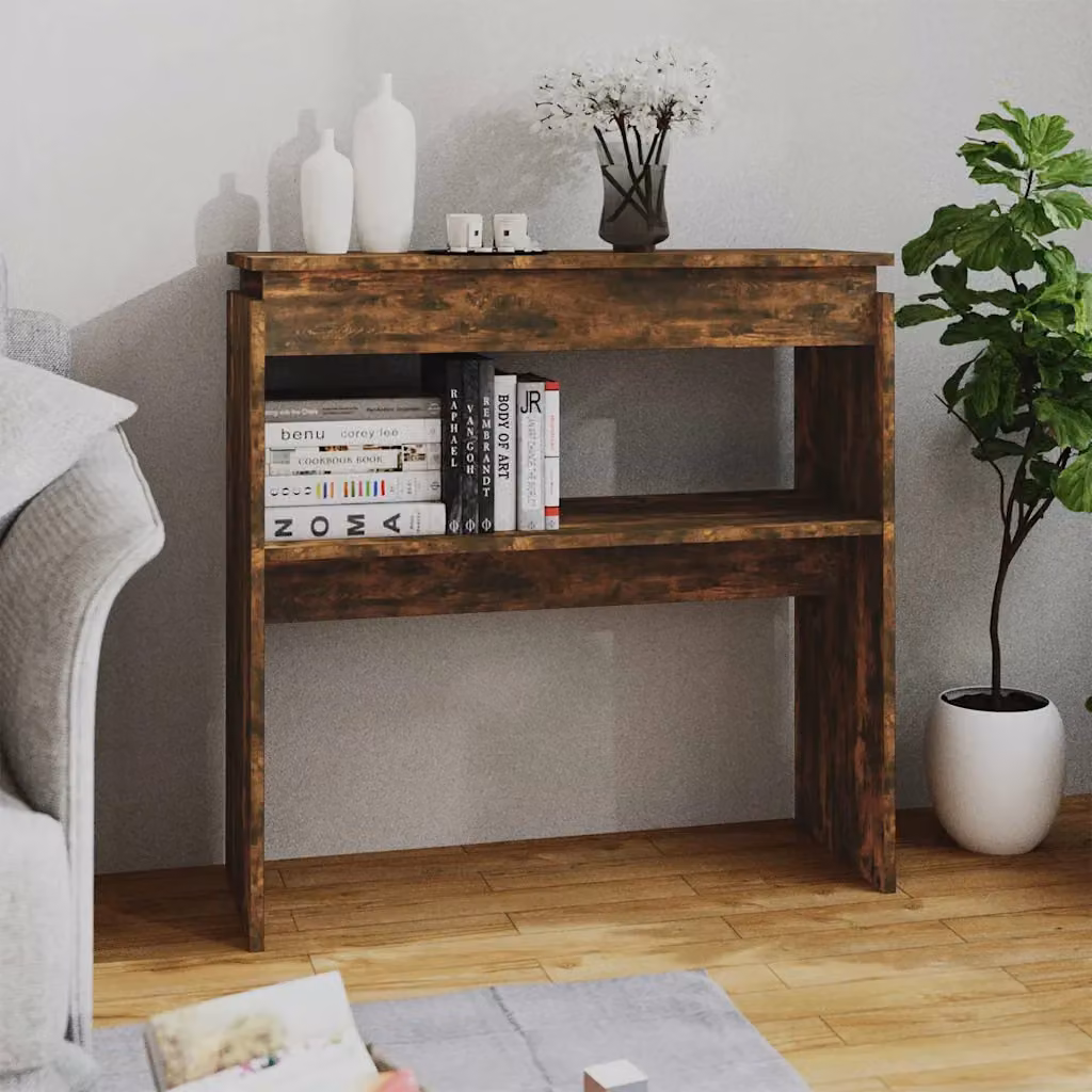 vidaXL Tavolino Consolle in Legno Rovere Fumo, L 80 cm x P 30 cm x H 80 cm