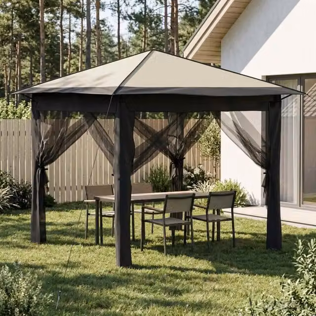 Gazebo con 4 Pareti 2,6 x 2,6 m Crema e Antracite 42036807