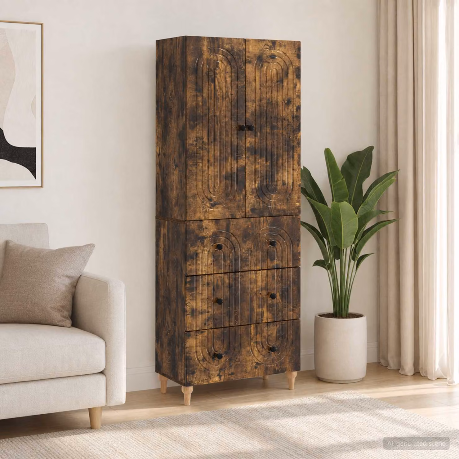 Set di 2 armadi a muro vidaXL in legno e MDF marrone con ante a battente e cassetti interni per soggiorno o ufficio L/P/H: 90,0 x 34,5 x 66,0 cm