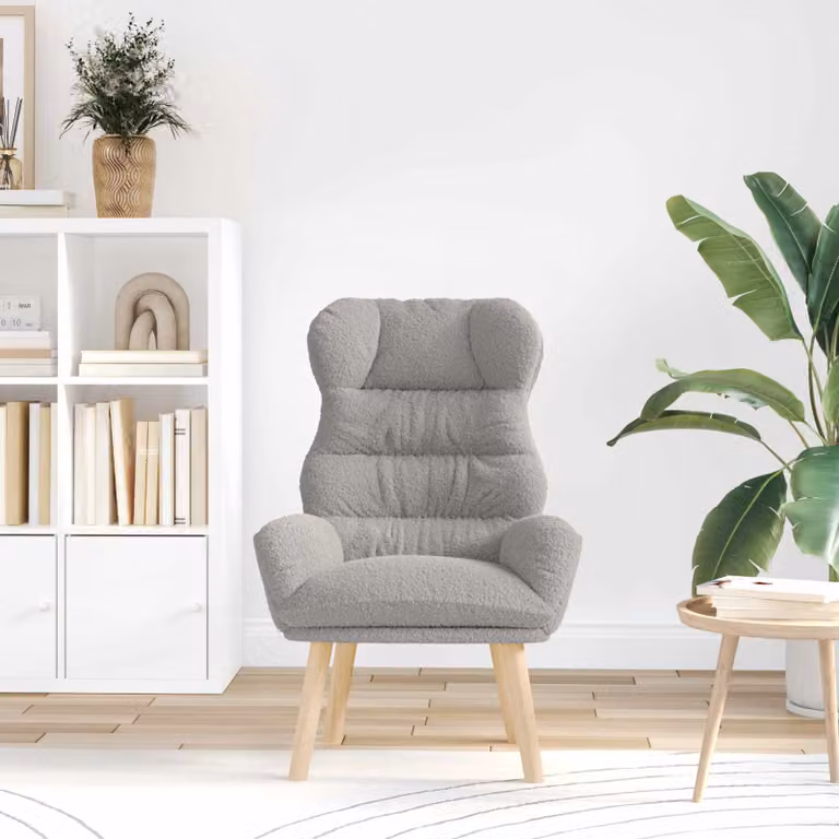 Poltrona lounge vidaXL in tessuto grigio con struttura in legno e braccioli L/P/H: 69 x 74 x 93 cm