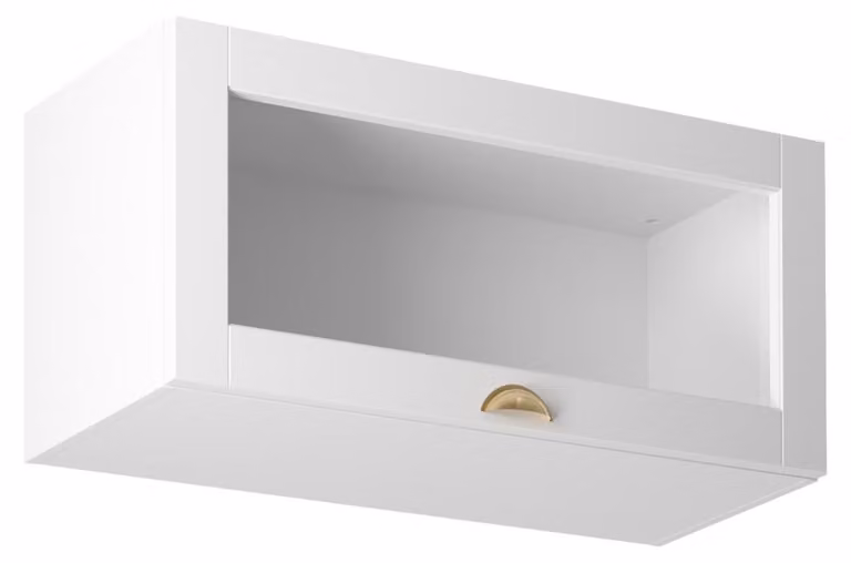 Pensile in vetro con ante a battente LUMEA - larghezza 80 cm, bianco