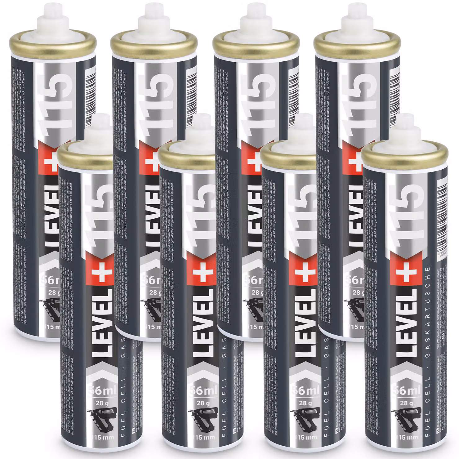 LEVEL+ Cartuccia di ricambio per Nagler, confezione da 8 pezzi, lunghezza 115 mm, capacità 56 ml, modello L+115