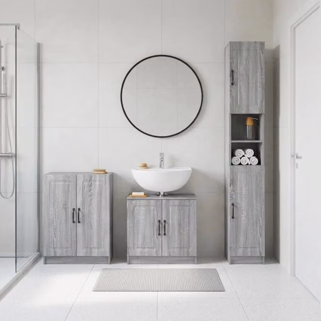 Set di armadietti da bagno in 3 pezzi UTRECHT Sonoma grigio 3417492