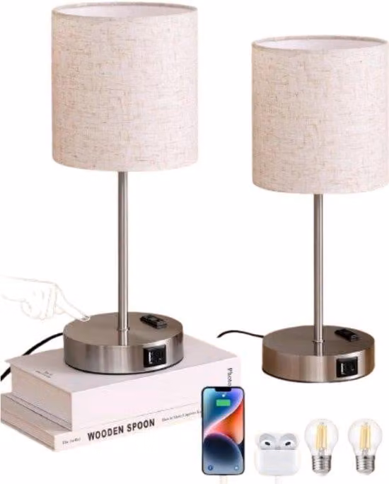 Lampade da lettura per camera da letto - 2 pezzi - Bianco