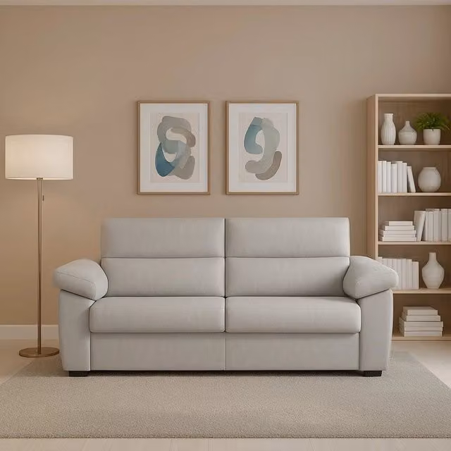 Divano Fisso 2 Posti Pisogne DMORA Grigio Chiaro Made in Italy con Rivestimento Sfoderabile L: 185 cm, P: 95 cm, H: 100 cm – 1