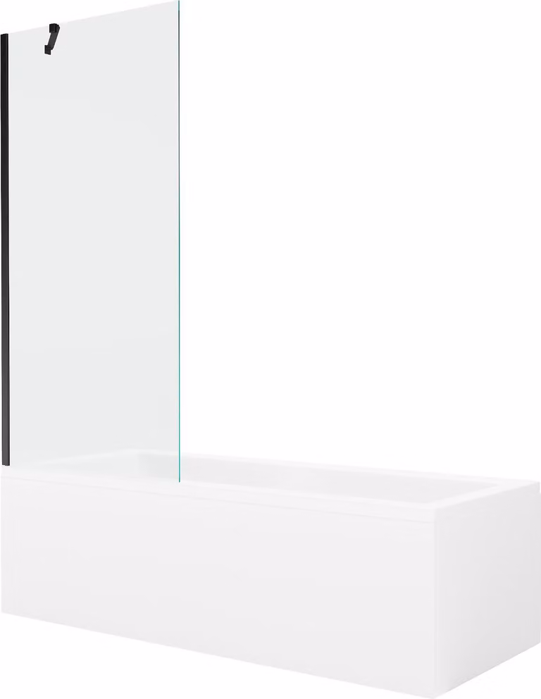 Mexen Cubik vasca rettangolare 160 x 70 cm con struttura e paravento a 1 anta 80 cm, trasparente, nero - 550316070X9508000070