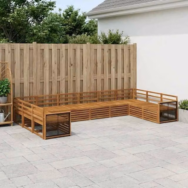 Set di 10 divani da giardino vidaXL in legno di acacia massello marrone per terrazza e esterno – 1