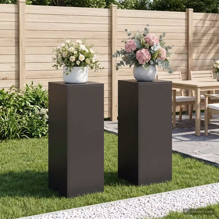 Set di 2 supporti per piante vidaXL in acciaio nero, L/P/H: 40 x 40 x 100 cm