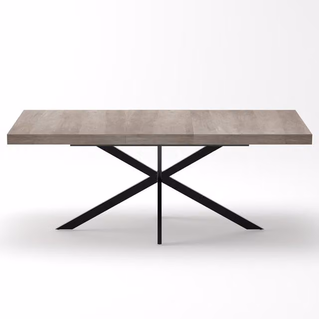 Tavolo da pranzo rettangolare allungabile Aosom in stile industriale, Grigio e Nero, L: 120 cm, P: 80 cm, H: 75 cm – 1