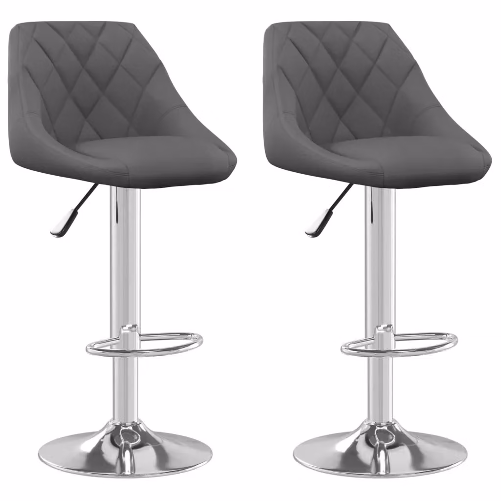 Set di 2 sgabelli da bar vidaXL in velluto grigio con base girevole a 360 gradi – 2
