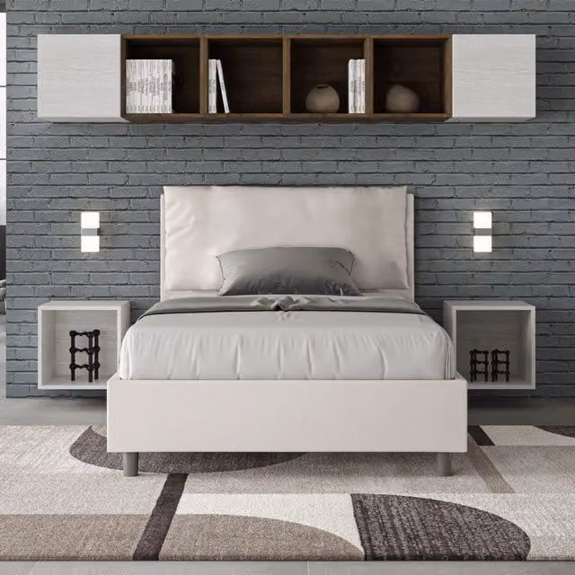 Letto imbottito Ityhome in similpelle bianco, misura 120x200 cm, senza rete – 1
