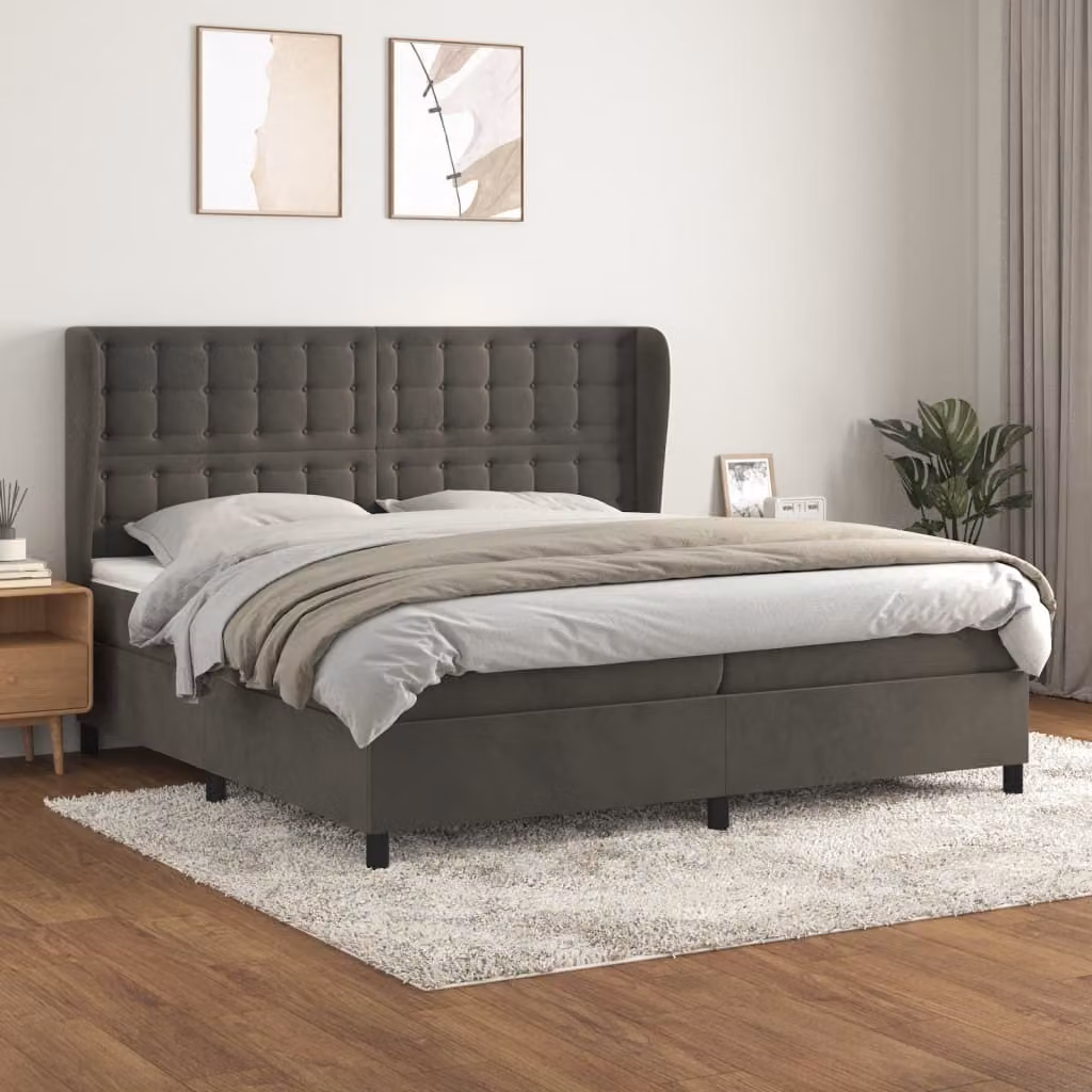 Maison Exclusive - Giroletto a Molle con Materasso Grigio Scuro 200x200 cm Velluto