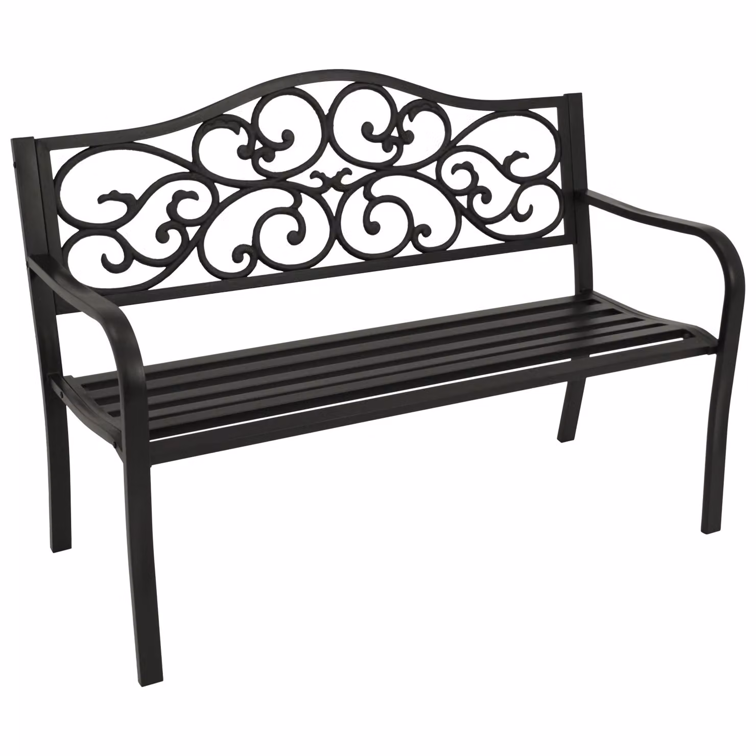 Panchina da giardino DEGAMO MANCHESTER a 2 posti 127 cm Metallo nero, schienale in ghisa