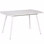 Tavolo allungabile Mateo, dimensioni 140-180 x 80 cm, per 6-10 persone. Tavolo da cucina con struttura in metallo, ideale per cucina o sala da pranzo, aspetto in legno, colore: bianco