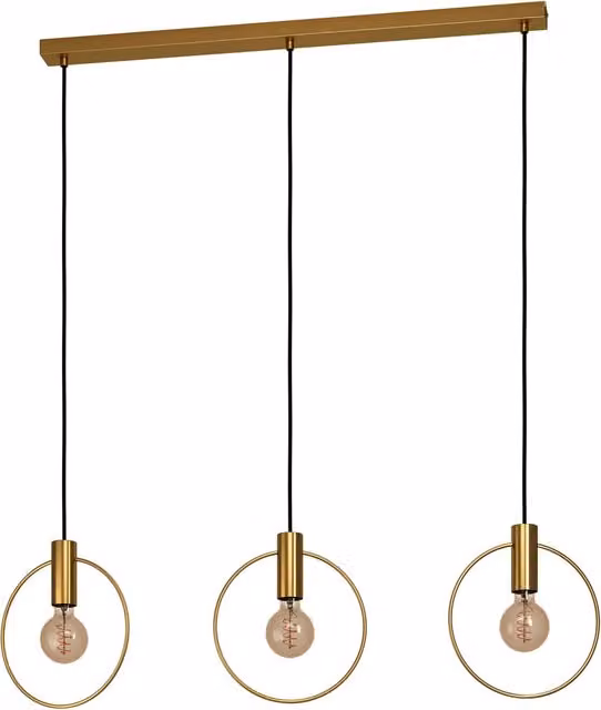 Lampadario a sospensione moderno Eglo Manizales in metallo color oro ottone con 3 luci E27