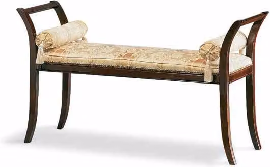 Panca imbottita in legno di faggio con decorazioni floreali Mobili 2G L: 114 cm, P: 38 cm, H: 45 cm