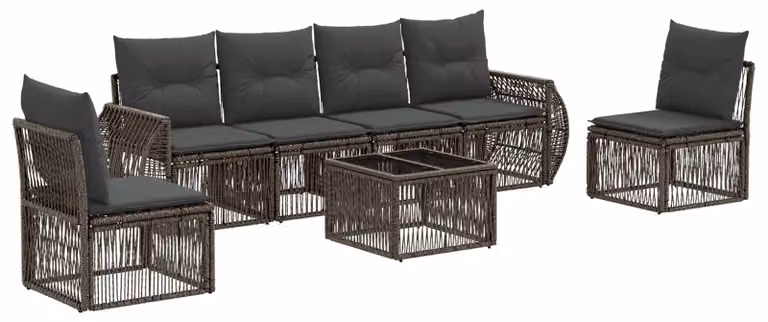 Set Divano da Giardino 7 pcs Grigio e Grigio Scuro polyrattan
