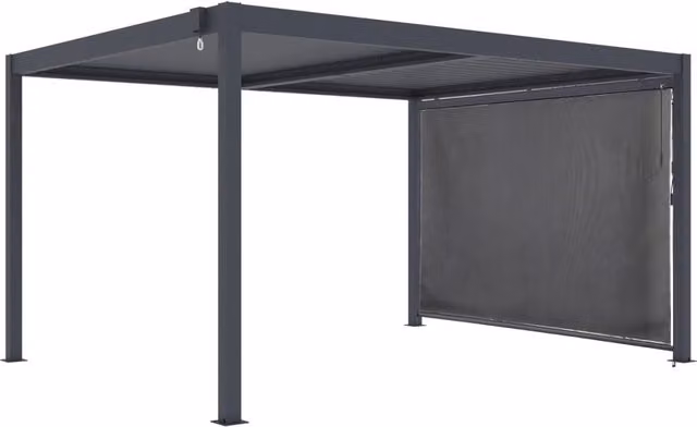 Pergola bioclimatica Windsor Habitat Et Jardin in alluminio con tenda da sole, Grigio, L: 4 m, P: 3 m