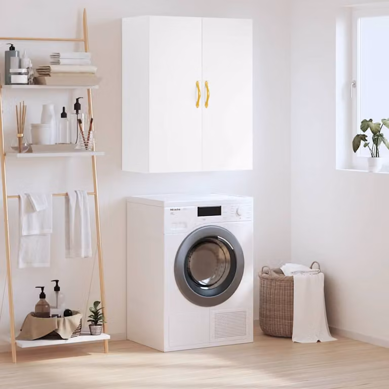 Mobile a parete vidaXL Bianco Moderno con ante a battente e ripiani interni L: 69,5 cm, P: 34 cm, H: 90 cm