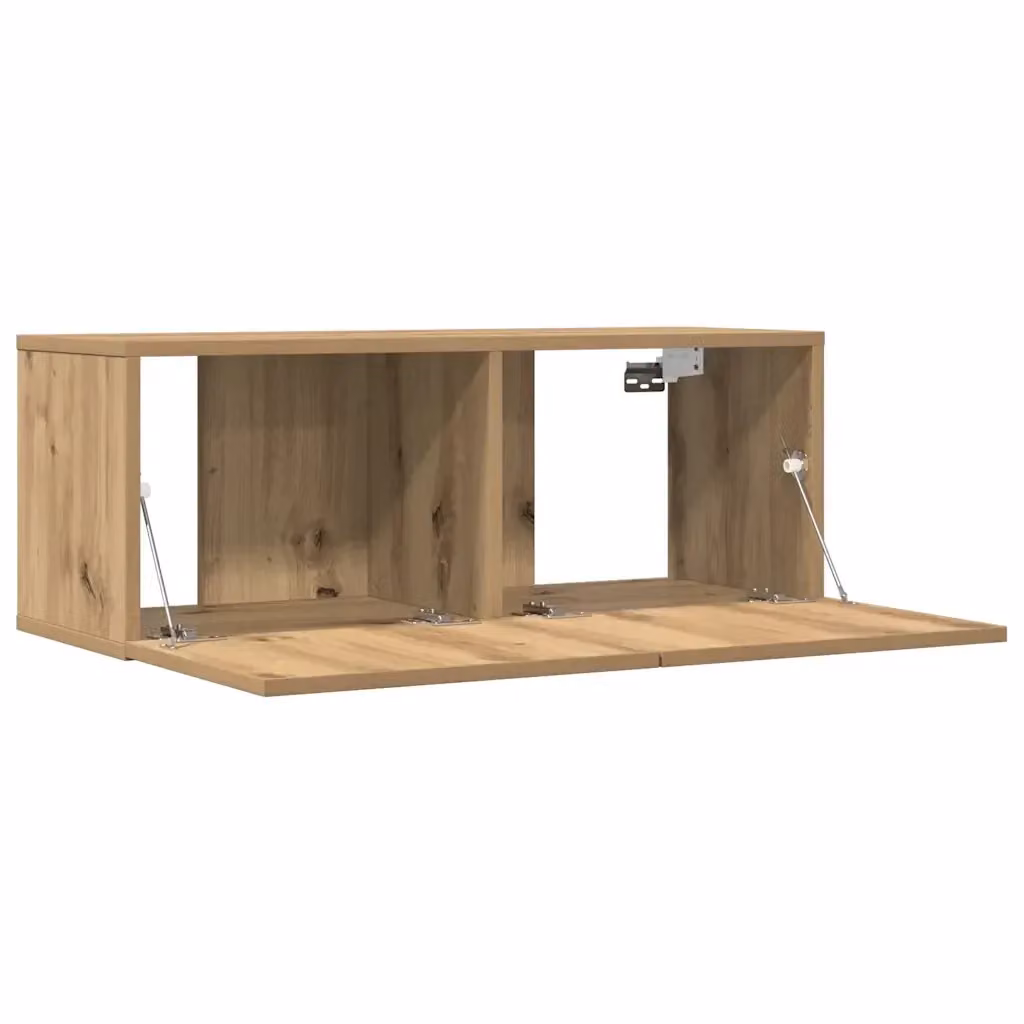 Set di 2 mobili porta TV sospesi moderni HELLOSHOP26 in legno composito rovere marrone L: 80 cm, P: 30 cm, H: 30 cm – 2