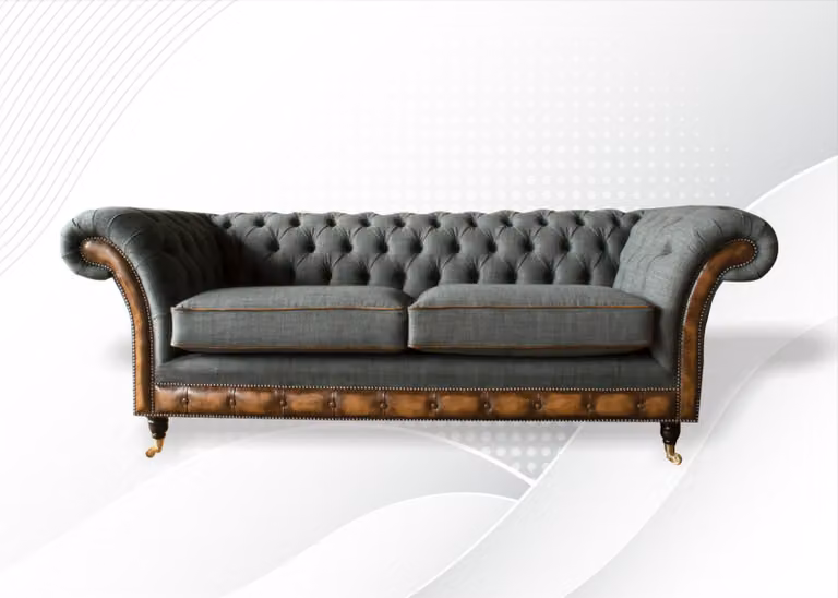 Chesterfield 3 Sitzer Grau Kreative Möbel Klassische Wohnzimmer Design Sofa