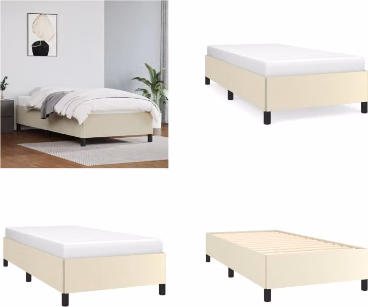 vidaXL Struttura letto crema 90x190 cm in Pelle finta - Struttura letto - Cornici letto - Letto - Mobili per la camera da letto