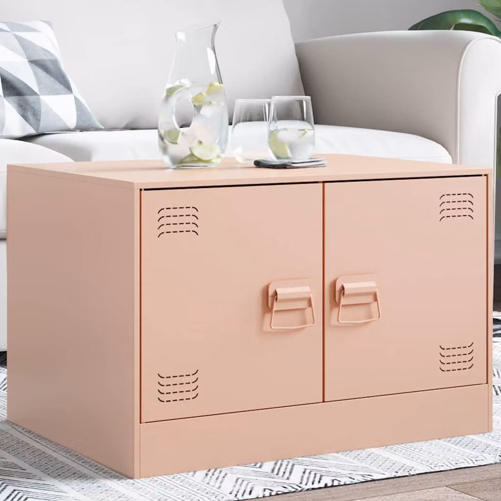 vidaXL Tavolino da Salotto Moderno Rosa in Metallo L: 67 cm, P: 50 cm, H: 44 cm