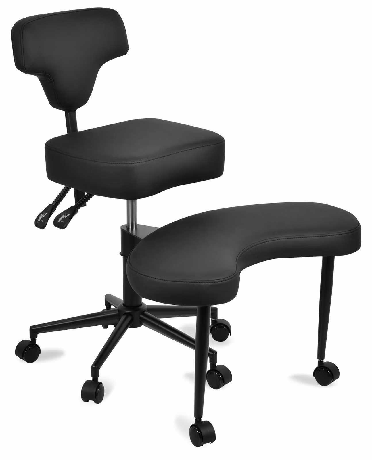 Sedia da ufficio - Sedia da scrivania ergonomica - Regolabile in altezza - Con rotelle - Senza braccioli - Supporto lombare - Rivestimento in pelle