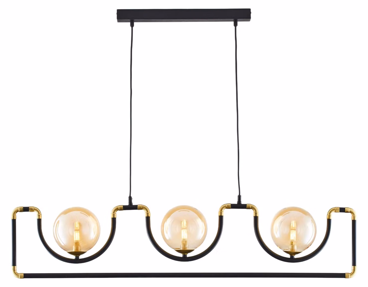 Lampada a sospensione HANZA nero-oro-ambra 3xG9x8W in metallo, dimensioni: 100x102x14 cm, IP20 Jupiter