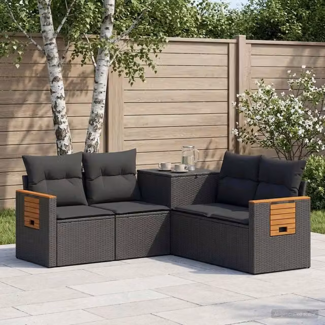 Set di divani 5 pz Nero 179 x 179 x 85 cm 3447945