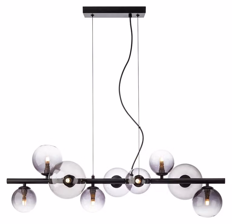 ASTRA, lampada a sospensione 9x8W, attacco G9, colore nero/grigio fumo